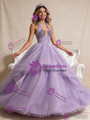 Purple Tulle Halter Pleats Beading Prom Dress