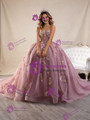 Pink Tulle Sequins 3D Flower Prom Dress
