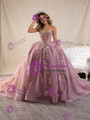 Pink Tulle Sequins 3D Flower Prom Dress