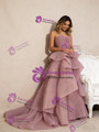 Princess Pink Tulle Strapless Tiers Pleats Prom Dress