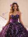 Vintage Ball Gown Purple Tulle Sequins Strapless Prom Dress