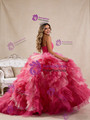 Fuchsia Tulle Strapless Tiers Princess Dress