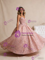 Princess Pink Ball Gown Sequins Beading Prom Dress