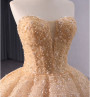 Champagne Gold Tulle Sequins Prom Dress