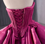 Fuchsia Satin Strapless Pleats Short Prom Dress
