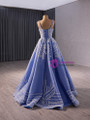 Blue Tulle Sequins Spagehtti Straps Prom Dress