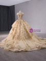 Champagne Ball Gown Tulle Sequins Cap Sleeve Prom DressChampagne Ball Gown Tulle Sequins Cap Sleeve Prom Dress