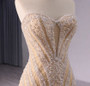 Champagne Mermaid Sequins Beading Prom Dress