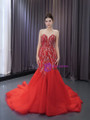 Sexy Red Mermaid Sweethaert Beading Prom Dress