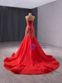 Sexy Red Mermaid Sweethaert Beading Prom Dress