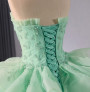 Green Ball Gown Tulle Strapless Prom Dress