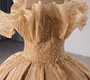 Champagne Ball Gown Tulle Sequins Off the Shoulder Prom Dress