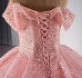 Pink Tulle Sequins Off the Shoulder Prom Dress