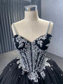 Black Tulle Sequins Appliques Short Prom Dress