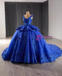 Royal Blue Tulle Sequins Appliques Prom Dress
