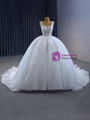 White Ball Gown Sequins Beading Wedding Dress