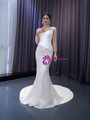 White Mermaid Sequins Beading Pearls Wedding Dress