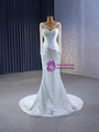 White Mermaid Sequins Beading Pearls Wedding Dress