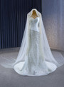 White Mermaid Sequins Beading Pearls Wedding Dress