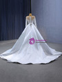 White Tulle Beading Long Sleeve Wedding Dress