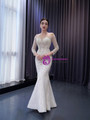 White Tulle Beading Long Sleeve Wedding Dress