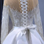 White Tulle Beading Long Sleeve Wedding Dress