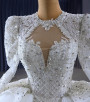 White Long Sleeve Tulle Sequins Beading Wedding Dress