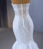 White Mermaid Sequins Pearls Wedding Dress