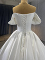 White Satin Off the Shoulder Wedding Dress