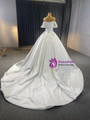 White Satin Off the Shoulder Wedding Dress
