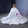 White Satin Strapless Lace Appliques Wedding Dress