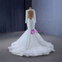 Sexy White Mermaid Sequins Backless Pearls Wedding Dress