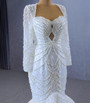 Sexy White Mermaid Sequins Backless Pearls Wedding Dress