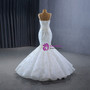 White Mermaid Straps Pearls Wedding Dress