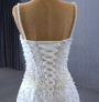 White Mermaid Straps Pearls Wedding Dress