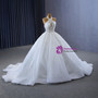 White Tulle Sequins Pearls Wedding Dress