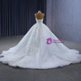 White Tulle Sequins Pearls Wedding Dress
