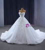 White Tulle Sweetheart 3D Flower Beading Wedding Dress