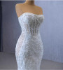 White Mermaid Sequins Strapless Wedding Dress