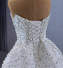 White Mermaid Tulle Strapless Pearls Wedding Dress