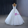 White Tulle V-neck Beading Sleeveless Wedding Dress