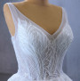 White Tulle V-neck Beading Sleeveless Wedding Dress