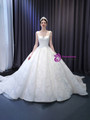 White Straps Pleats Appliques Wedding Dress