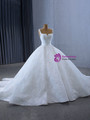 White Straps Pleats Appliques Wedding Dress