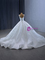 White Straps Pleats Appliques Wedding Dress
