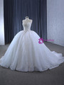 White Ball Gown Tulle Sweetheart Pearls Beading Wedding Dress