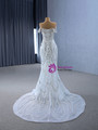 White Mermaid Sequins Pearls Beading Wedding Dress