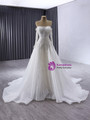 White Tulle Sequins Long Sleeve Wedding Dress