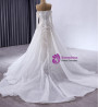 White Tulle Sequins Long Sleeve Wedding Dress