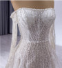 White Tulle Sequins Long Sleeve Wedding Dress